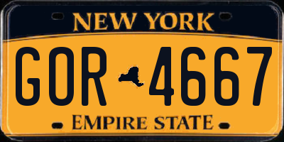 NY license plate GOR4667