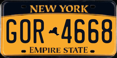 NY license plate GOR4668