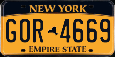 NY license plate GOR4669