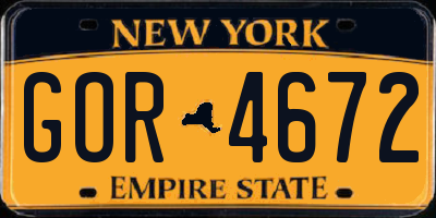 NY license plate GOR4672