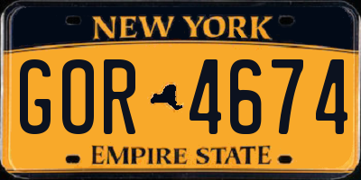 NY license plate GOR4674