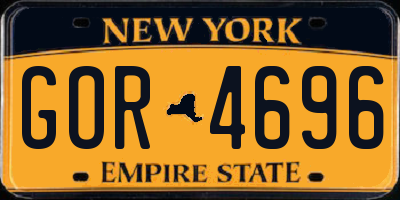 NY license plate GOR4696