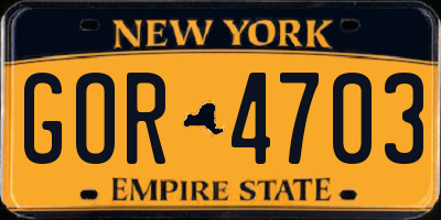 NY license plate GOR4703