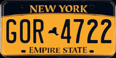 NY license plate GOR4722