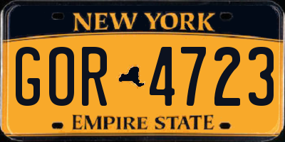 NY license plate GOR4723