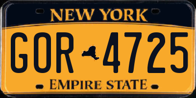 NY license plate GOR4725