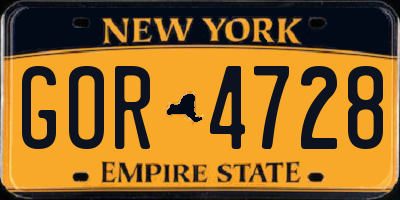 NY license plate GOR4728