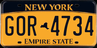 NY license plate GOR4734