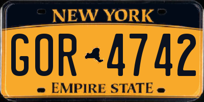 NY license plate GOR4742