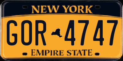 NY license plate GOR4747