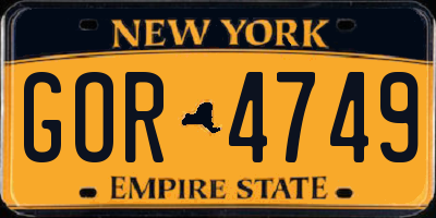 NY license plate GOR4749