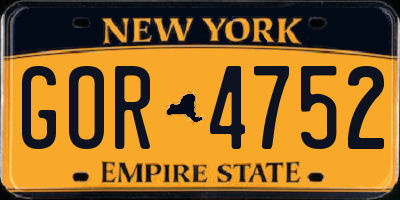 NY license plate GOR4752