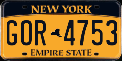 NY license plate GOR4753