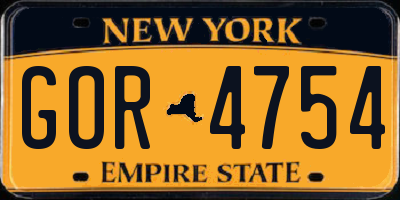 NY license plate GOR4754