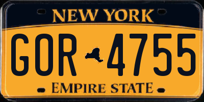 NY license plate GOR4755