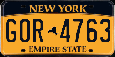 NY license plate GOR4763