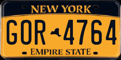 NY license plate GOR4764