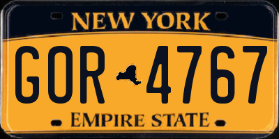 NY license plate GOR4767