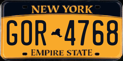 NY license plate GOR4768