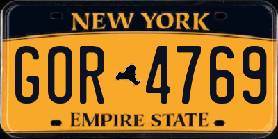 NY license plate GOR4769
