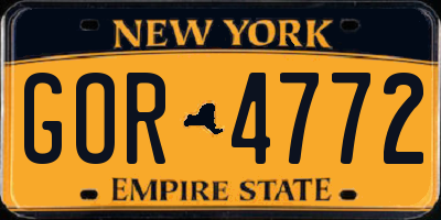 NY license plate GOR4772