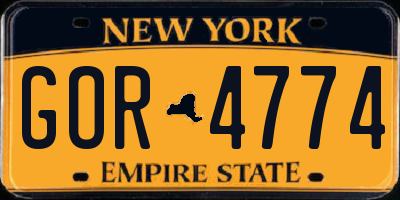 NY license plate GOR4774