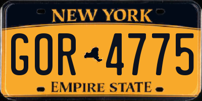 NY license plate GOR4775