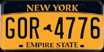 NY license plate GOR4776