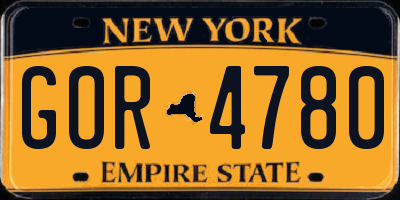NY license plate GOR4780