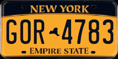 NY license plate GOR4783