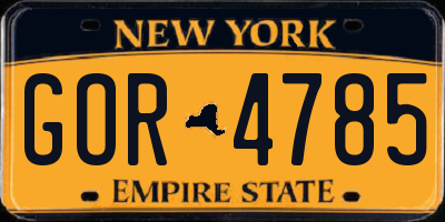 NY license plate GOR4785