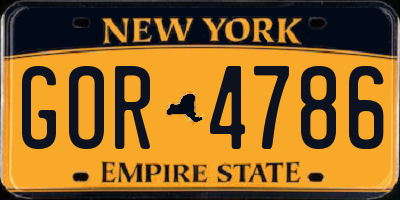 NY license plate GOR4786