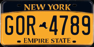 NY license plate GOR4789