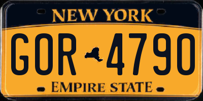 NY license plate GOR4790