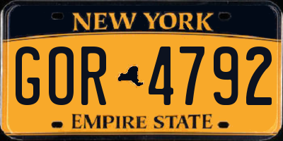 NY license plate GOR4792