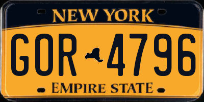 NY license plate GOR4796
