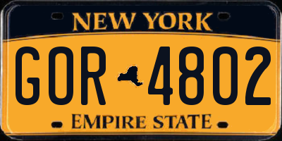 NY license plate GOR4802