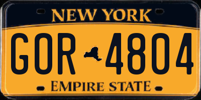 NY license plate GOR4804