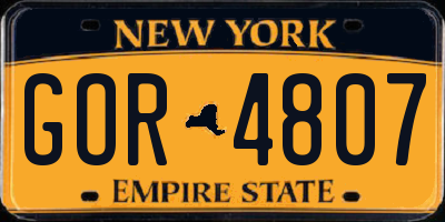 NY license plate GOR4807