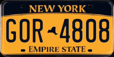 NY license plate GOR4808