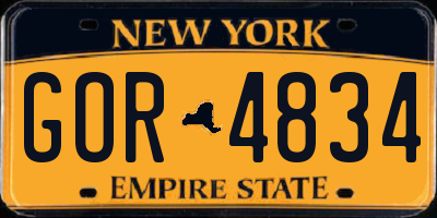 NY license plate GOR4834