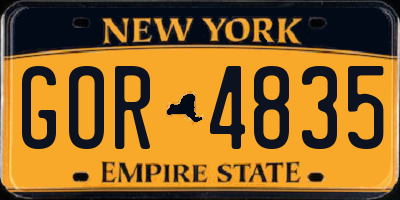 NY license plate GOR4835