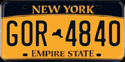 NY license plate GOR4840