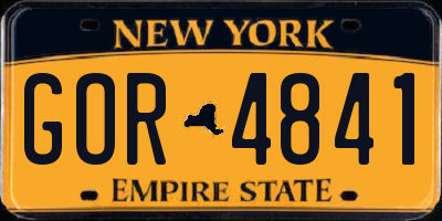 NY license plate GOR4841