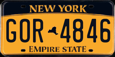 NY license plate GOR4846