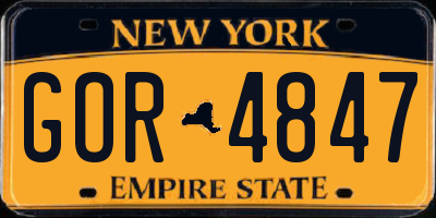 NY license plate GOR4847