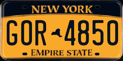 NY license plate GOR4850