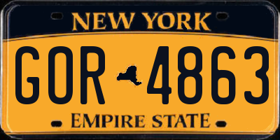 NY license plate GOR4863