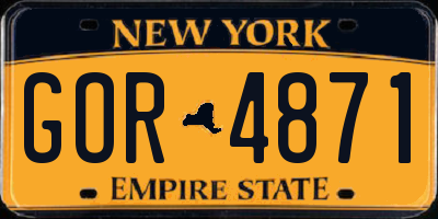 NY license plate GOR4871