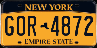 NY license plate GOR4872